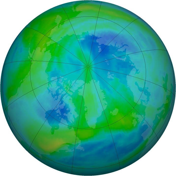 Arctic ozone map for 09 October 2000